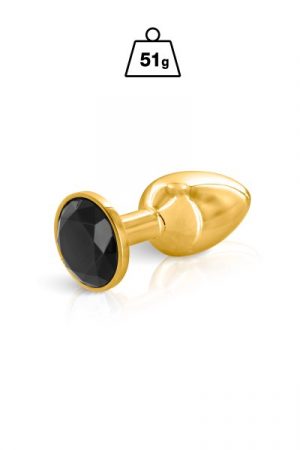 gold metal black Swarovski anal plug 51g medium