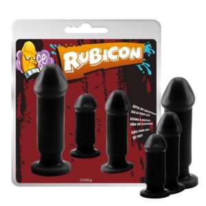 Set of 3 Black Evil PVC Anal Plugs