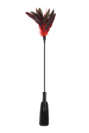 whip With red and black feathers
