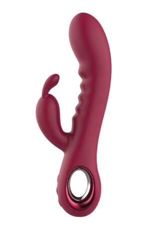 Rabbit Vibrator Glam, 10 Vibration Modes, Silicone, USB, Dark Red, 22 cm