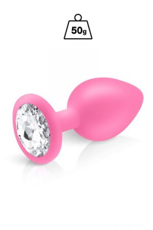 silicon anal plug swarovski 50g pink