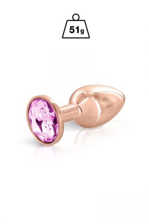 gold metal pink Swarovski anal plug  51g medium